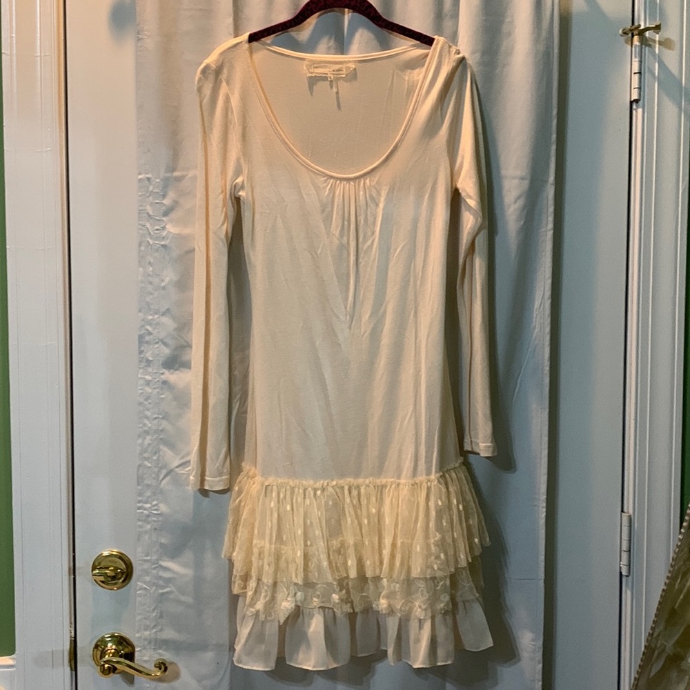 A’reve long sleeve cream slip dress.
